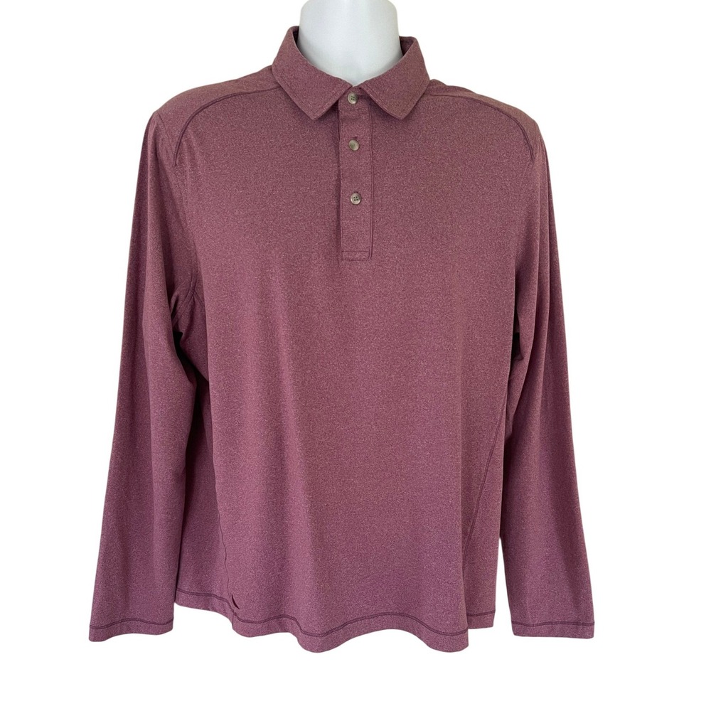UNTUCKit LS Clavidor Mens Large Long‎ Sleeve Polo Shirt Purple Heather 41917